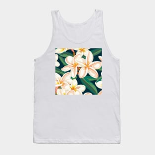 Enchanting White Blooms on Deep Green Leaves Tank Top